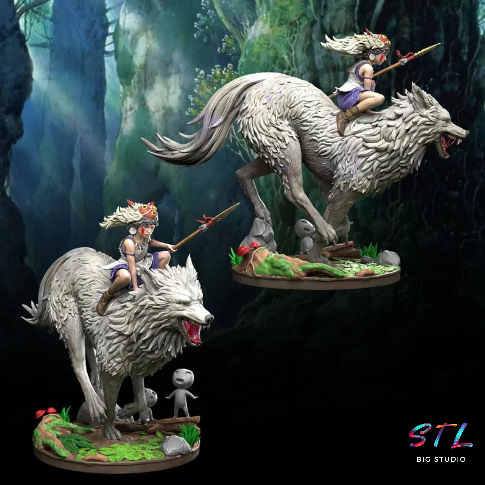 diorama princesa mononoke stl impresion 3d diorama princesa mononoke stl impresion 3d