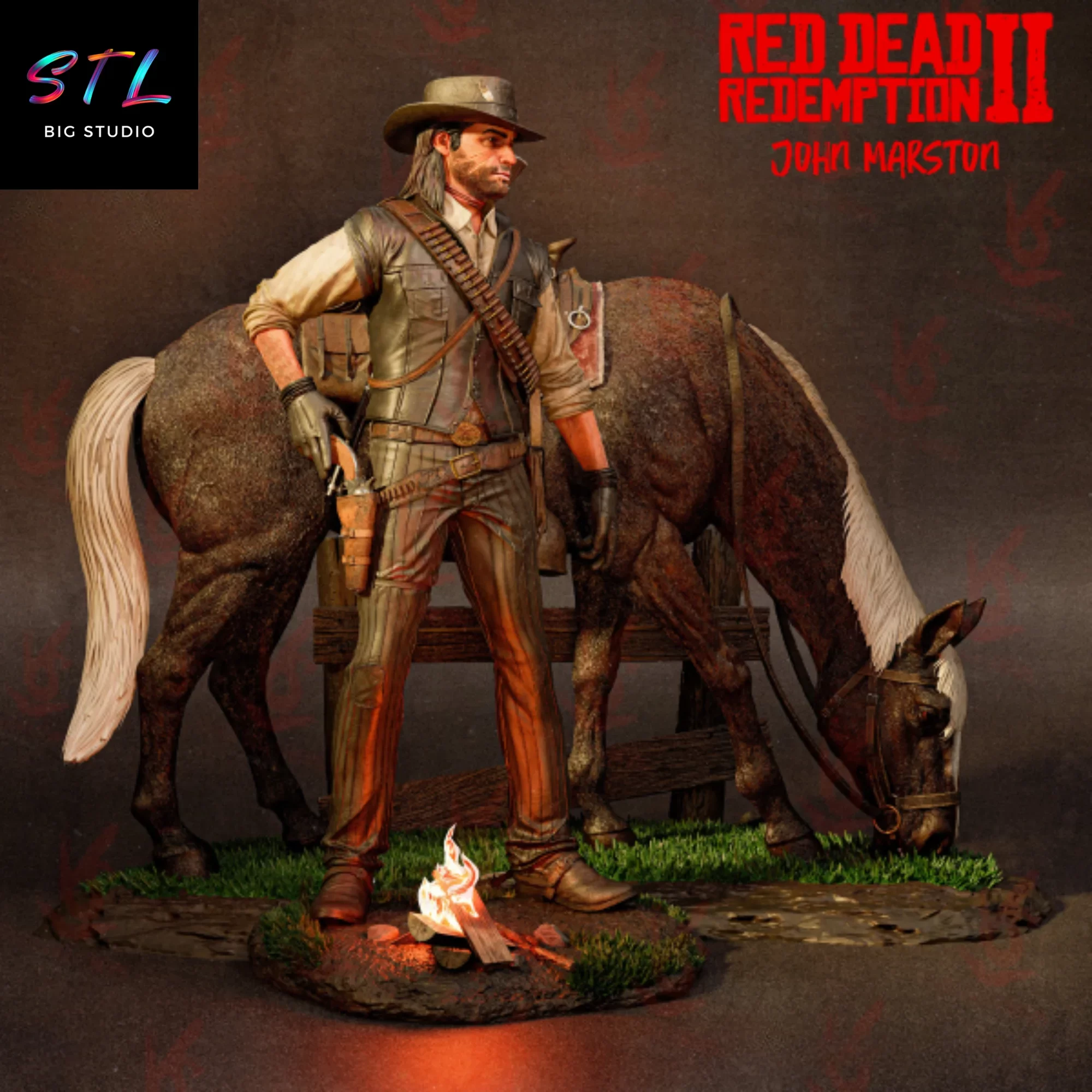 diorama red dead redemption stl john marston impresion 3d diorama red dead redemption stl john marston impresion 3d