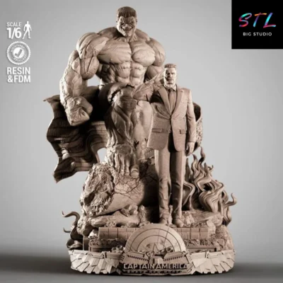 diorama red hulk con general ross stl figura impresion 3d