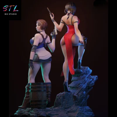 diorama resident evil stl jill valentine y ada wong impresion 3d