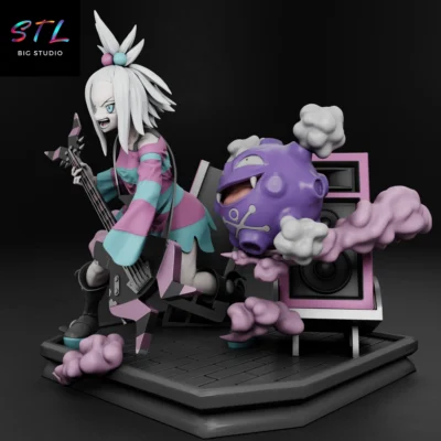 diorama roxie y koffing stl pokemon figura impresion 3d
