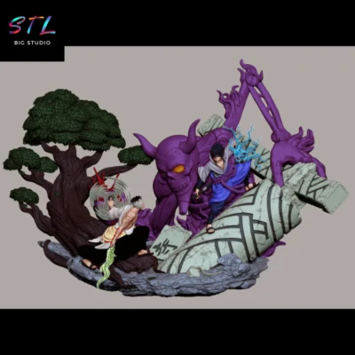 diorama sasuke vs danzo stl impresion 3d naruto