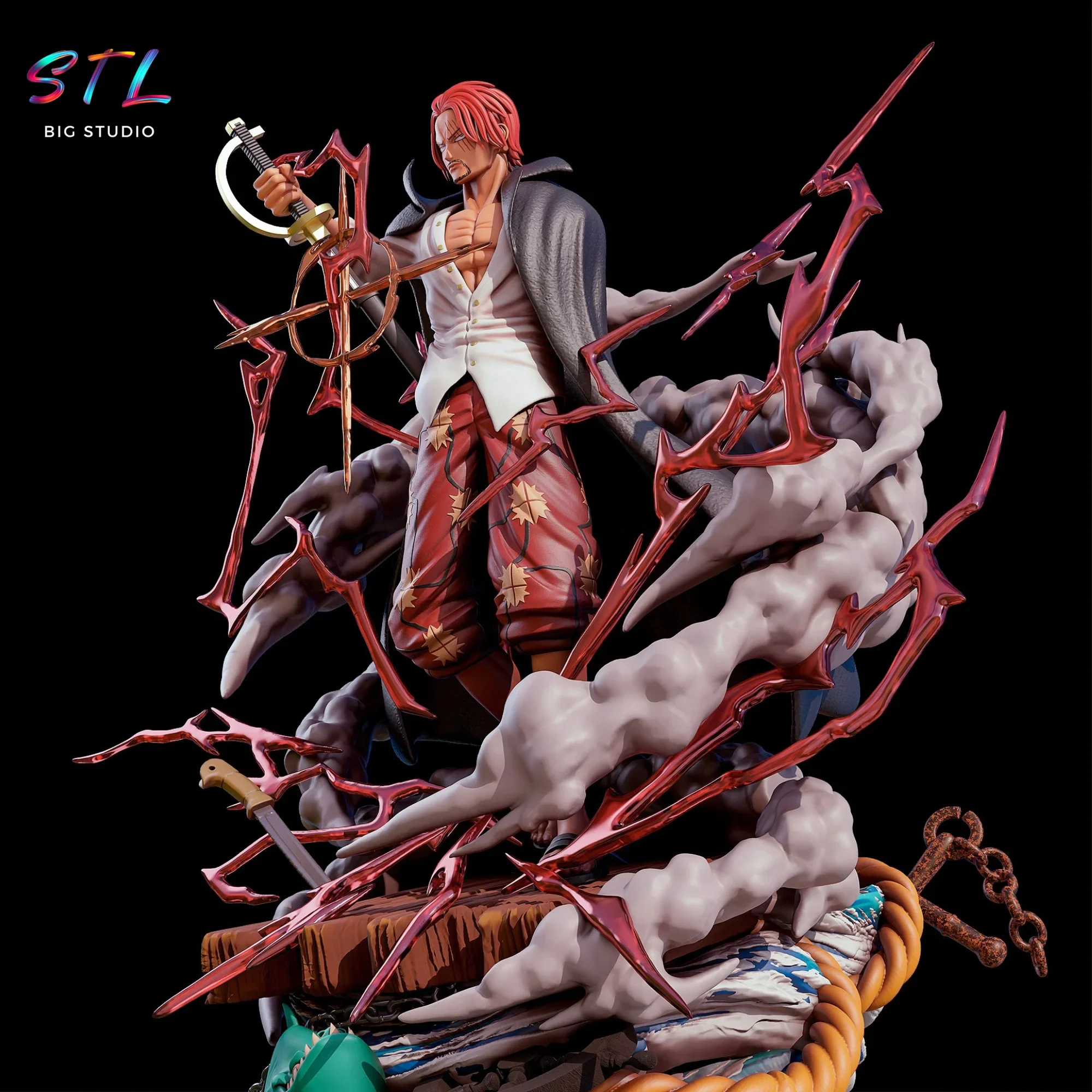 diorama shanks stl one piece figura impresion 3d diorama shanks stl one piece figura impresion 3d