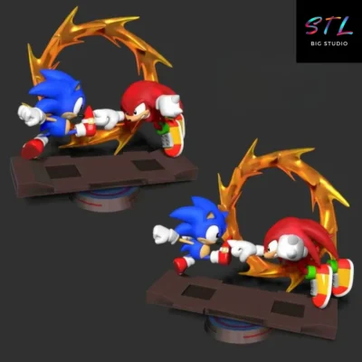 diorama sonic vs knuckles stl para impresion 3d