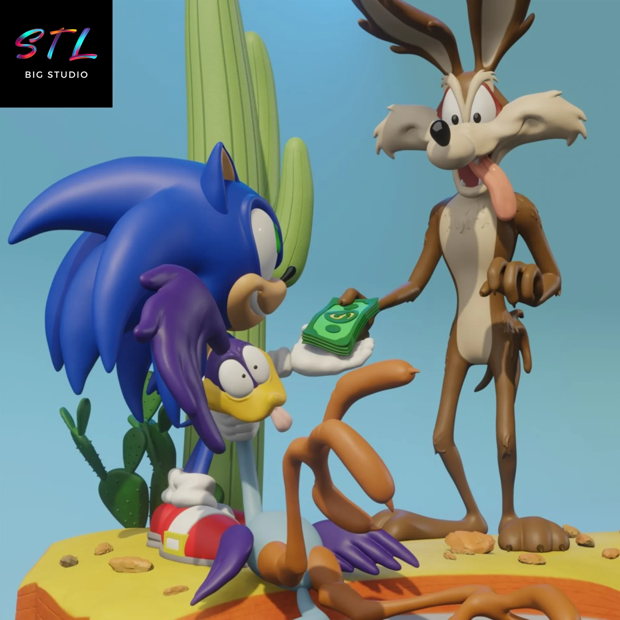 diorama sonic x looney tunes stl impresion 3d diorama sonic x looney tunes stl impresion 3d