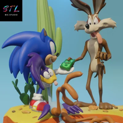 diorama sonic x looney tunes stl impresion 3d