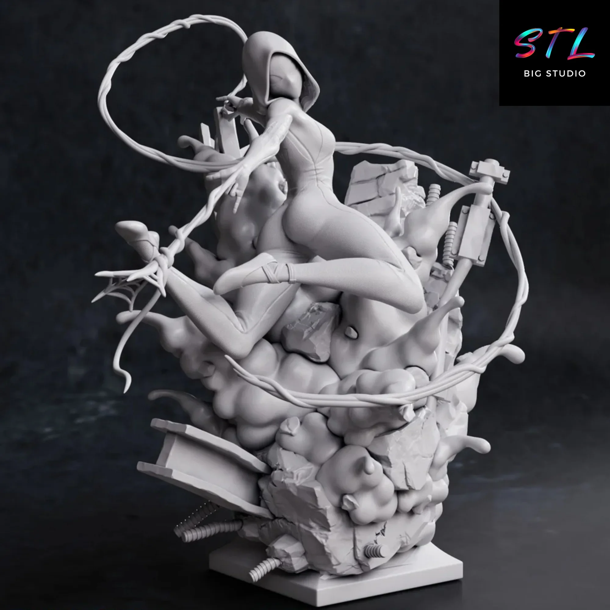 diorama spider-gwen stl figura gwen stacy impresion 3d diorama spider-gwen stl figura gwen stacy impresion 3d