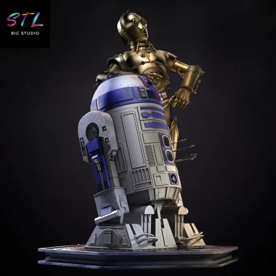 diorama star wars stl c3po y r2d2 impresion 3d