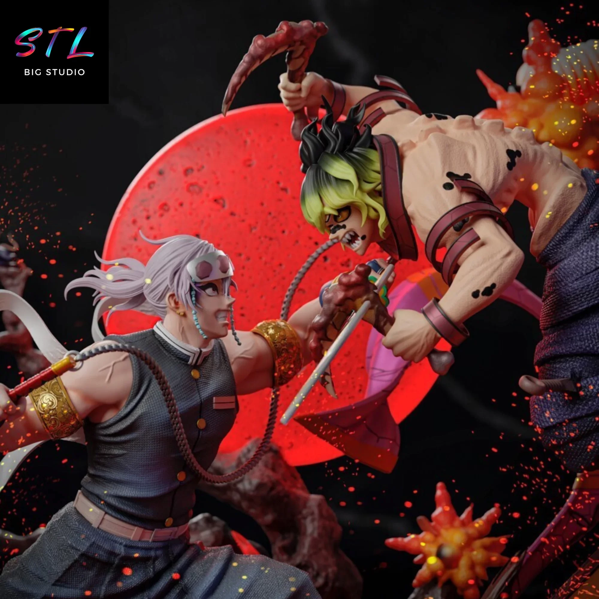 diorama tengen vs gyutaro stl kimetsu no yaiba impresion 3d diorama tengen vs gyutaro stl kimetsu no yaiba impresion 3d