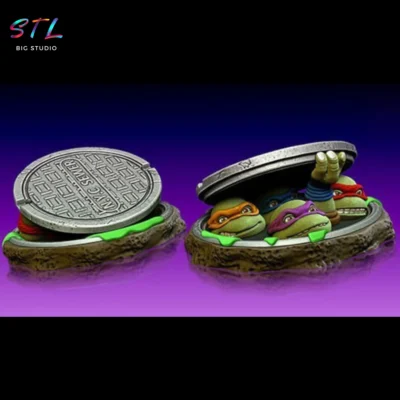 diorama tortugas ninja stl figura con alcantarilla impresion 3d