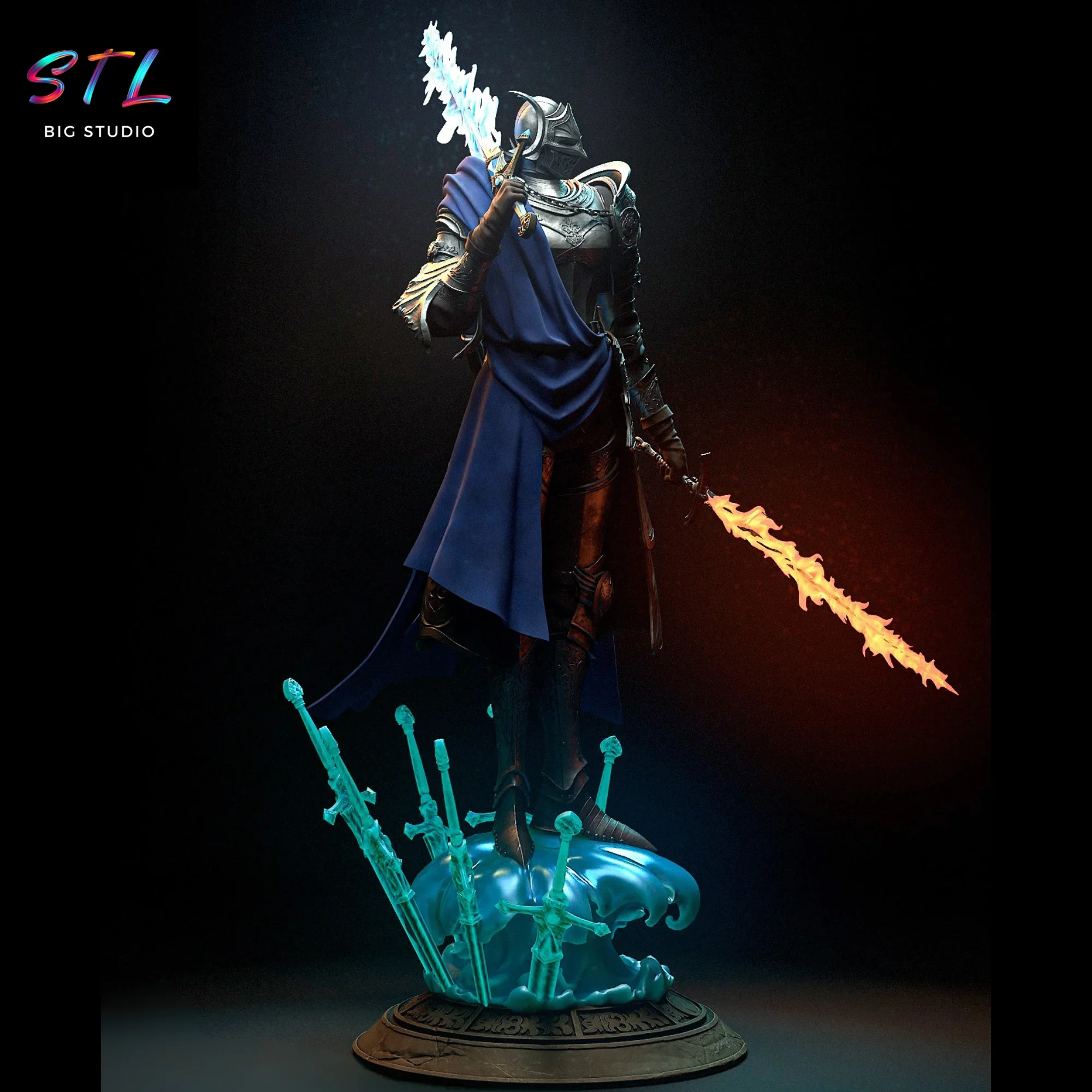 diorama twin moon knight stl rellana elden ring impresion 3d diorama twin moon knight stl rellana elden ring impresion 3d
