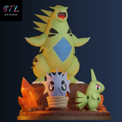 diorama tyranitar stl pokemon para impresion 3d