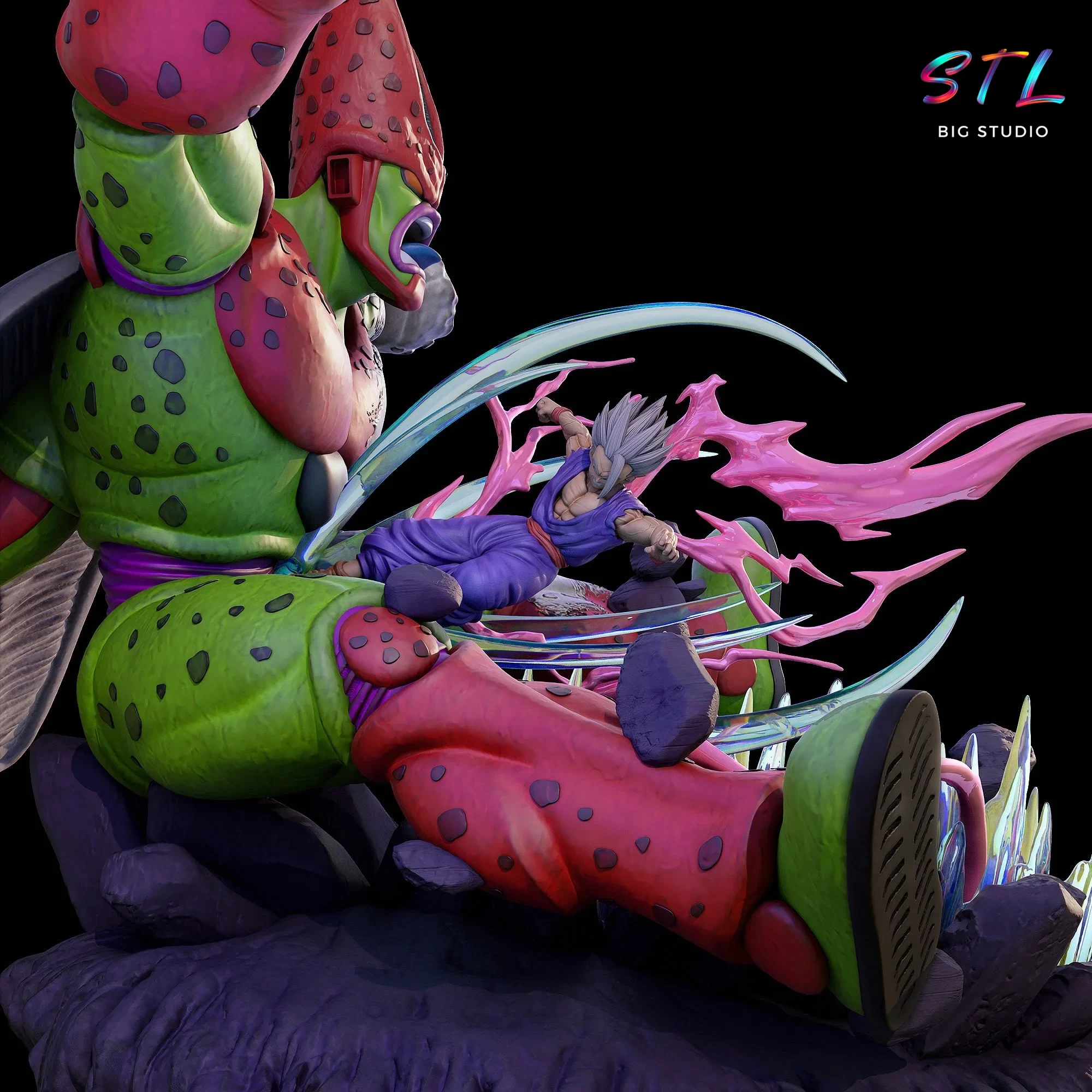 dragon ball stl cell max vs gohan beast diorama impresion 3d dragon ball stl cell max vs gohan beast diorama impresion 3d