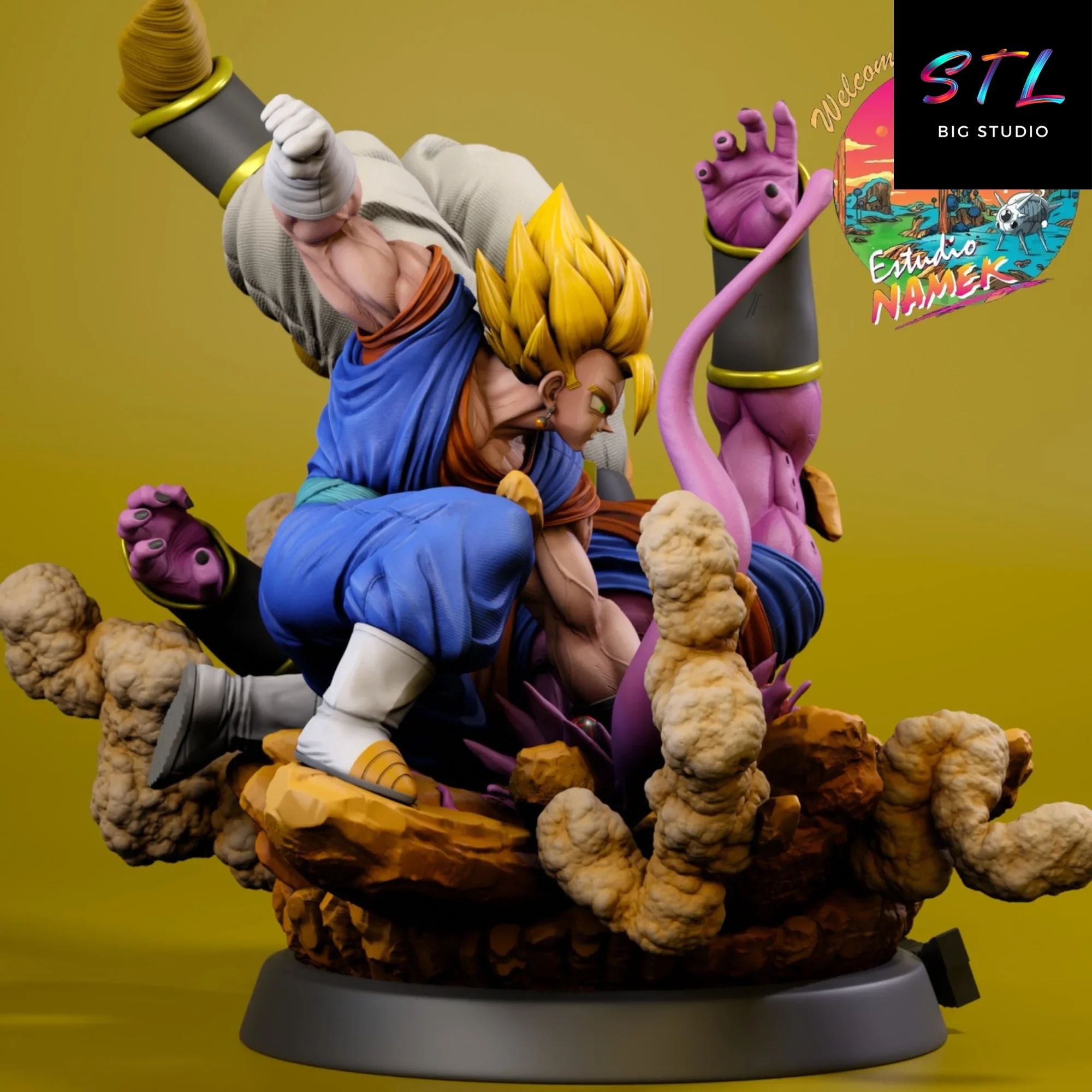 dragon ball stl vegito vs majin buu figura impresion 3d dragon ball stl vegito vs majin buu figura impresion 3d