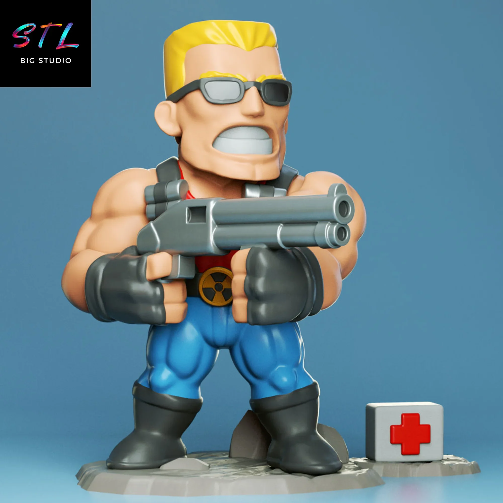 duke nukem chibi stl impresion 3d videojuegos kawaii