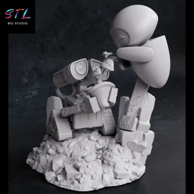 eve y wall-e stl figura para impresion 3d