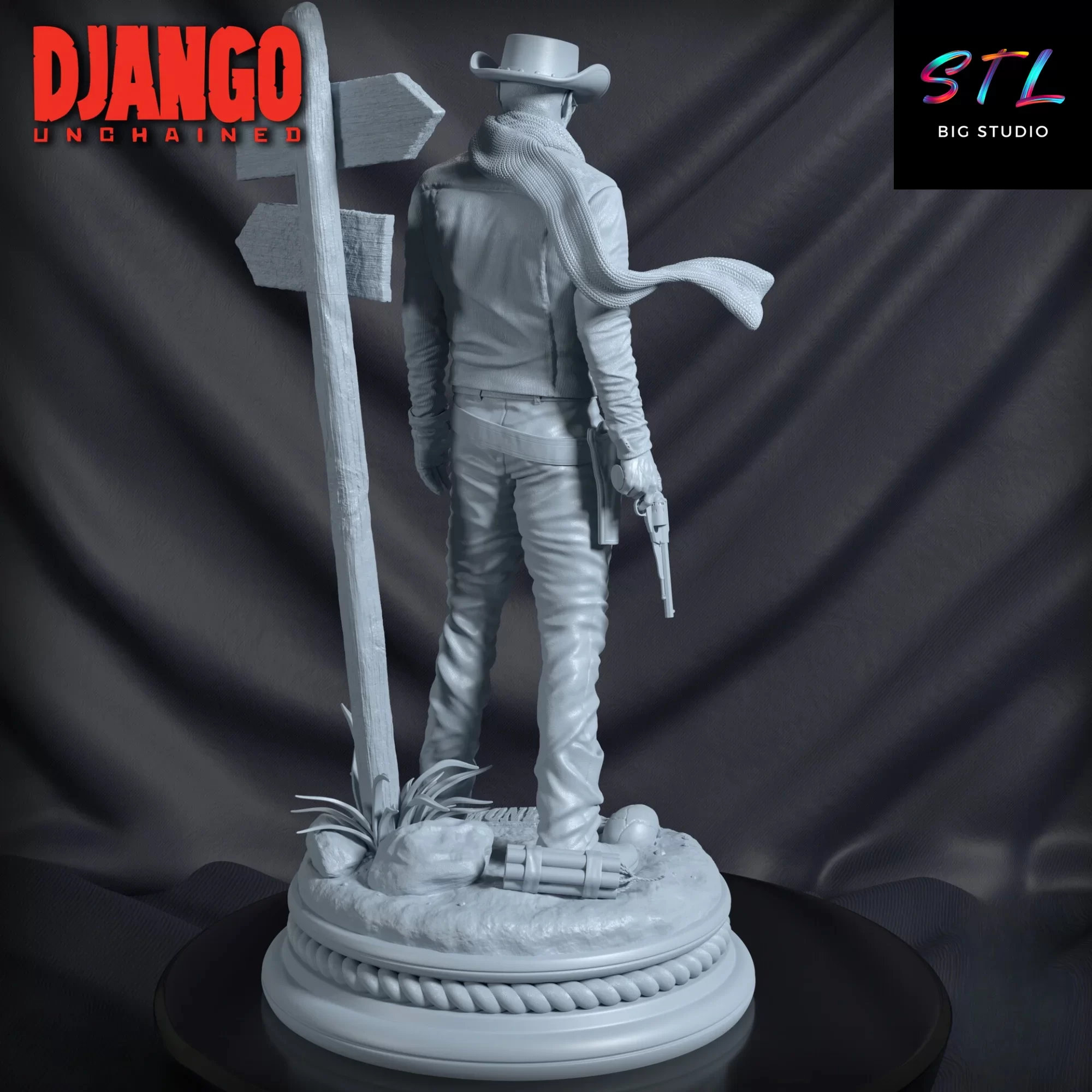 figura 3d django desencadenado stl diorama para imprimir figura 3d django desencadenado stl diorama para imprimir