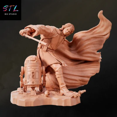 figura anakin skywalker stl con r2 d2 impresion 3d star wars