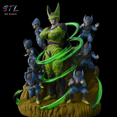 figura cell perfecto stl diorama dragon ball impresion 3d