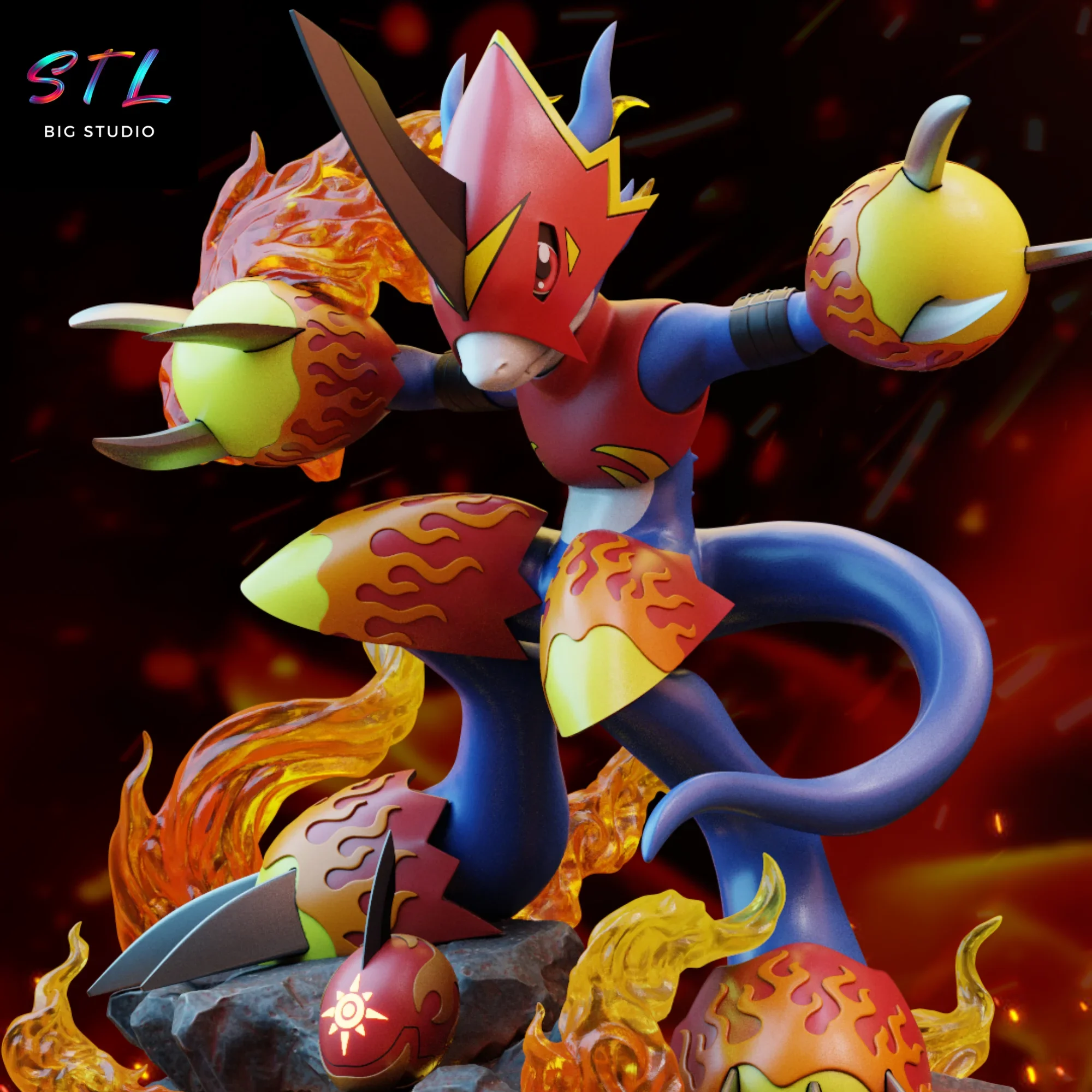figura flamedramon stl digimon impresion 3d figura flamedramon stl digimon impresion 3d