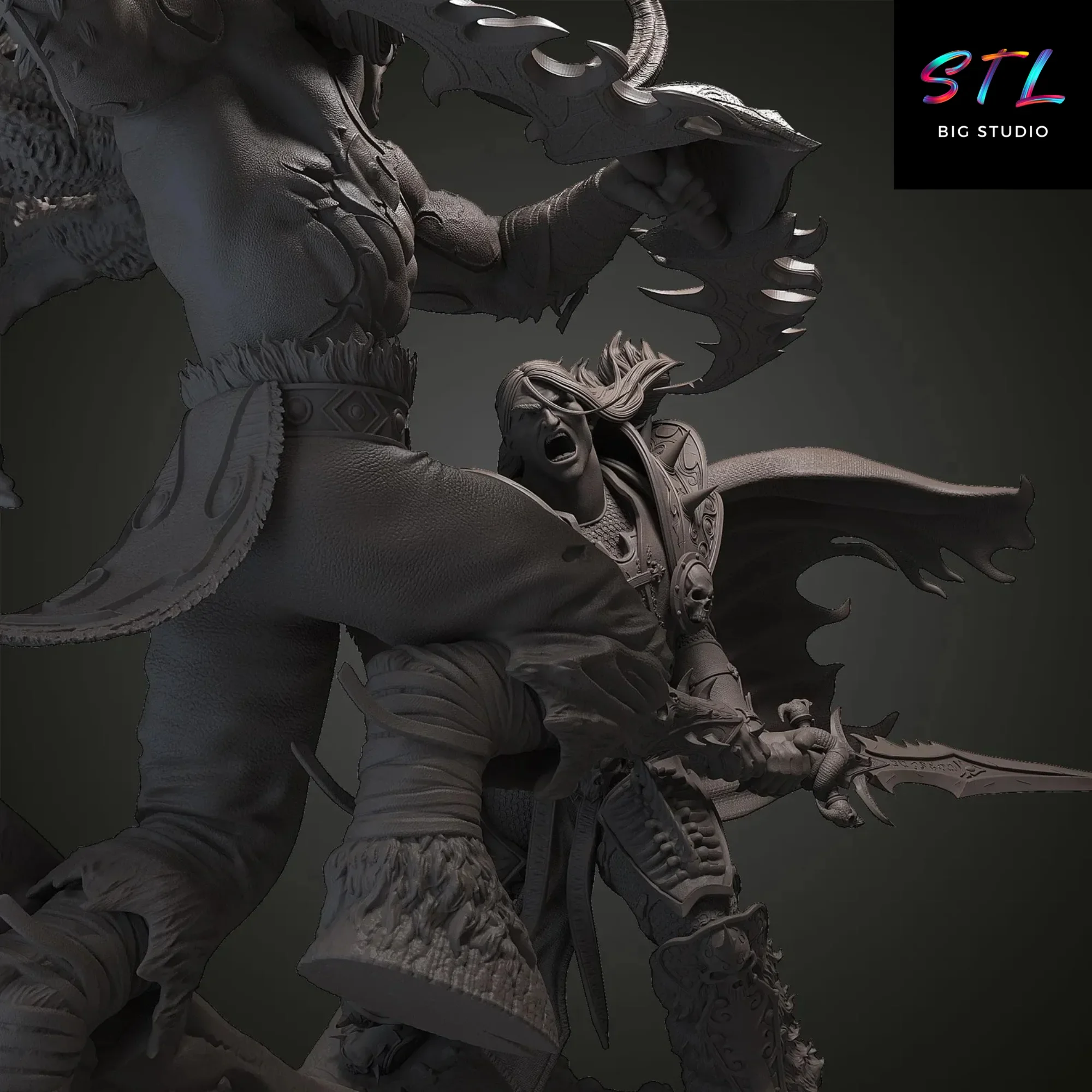 figura illidan vs arthas stl impresion 3d diorama world of warcraft figura illidan vs arthas stl impresion 3d diorama world of warcraft