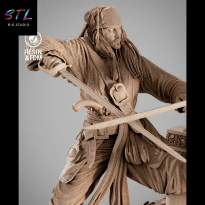 figura jack sparrow stl piratas del caribe impresion 3d