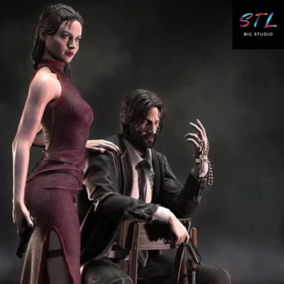 figura john wick stl impresion 3d diorama ballerina