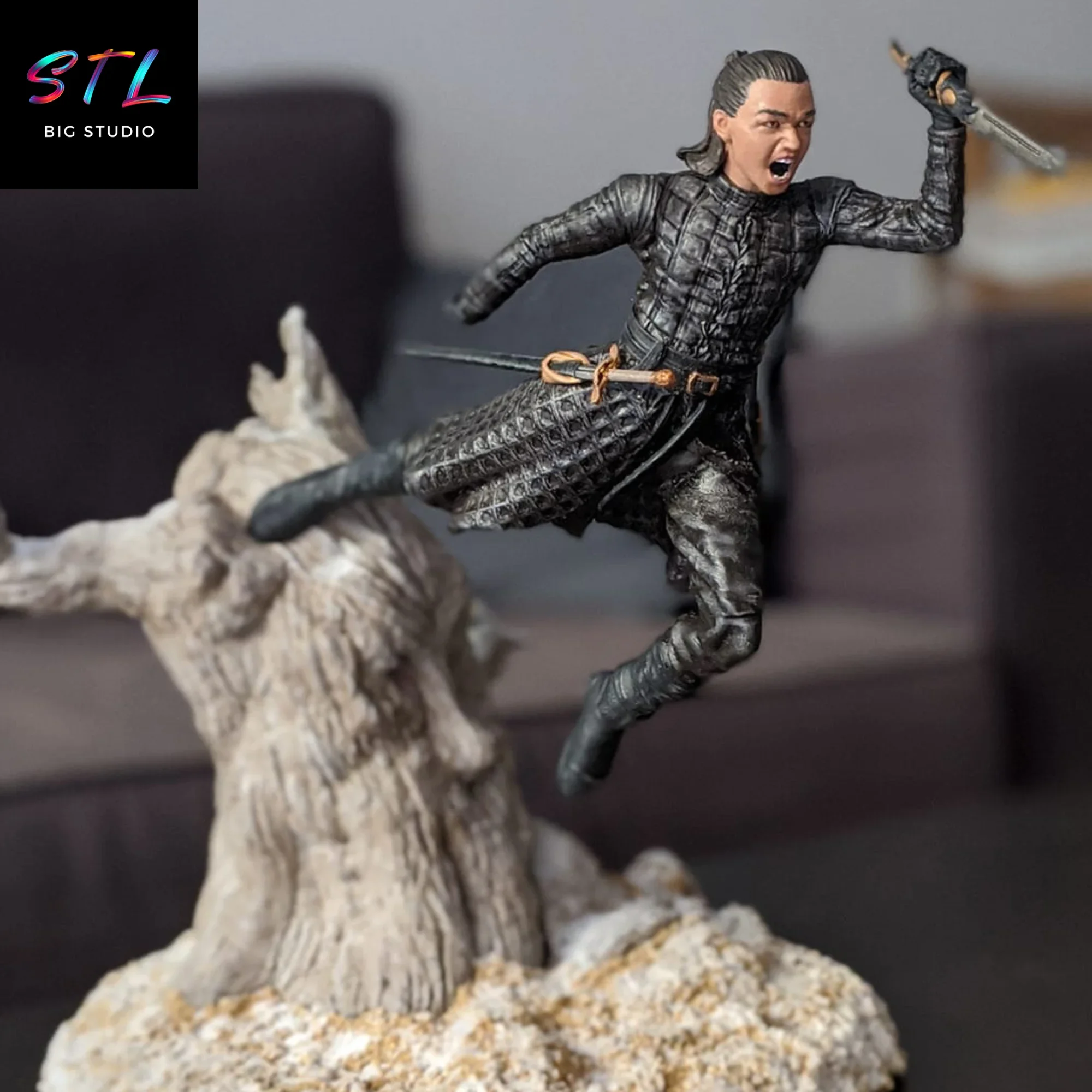 figura juego de tronos stl arya stark diorama impresion 3d figura juego de tronos stl arya stark diorama impresion 3d