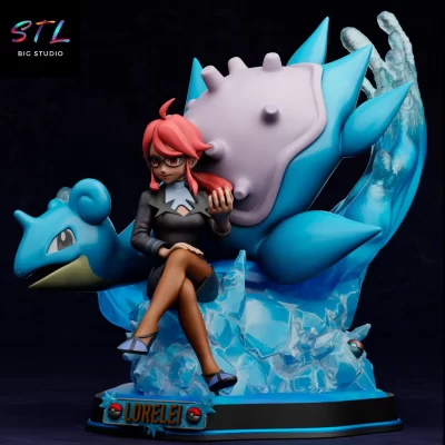 figura lorelei y lapras stl pokemon para impresion 3d