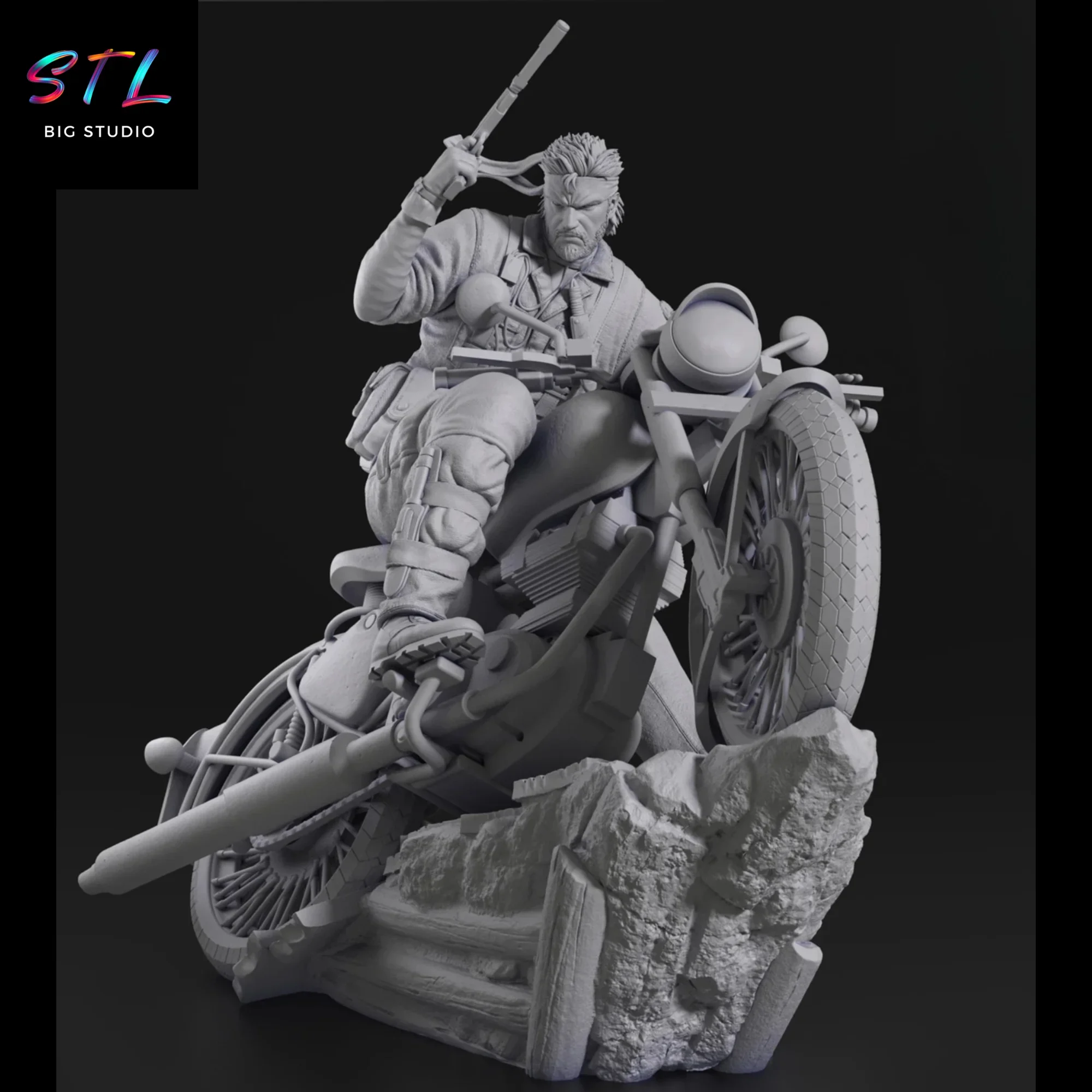 figura metal gear solid stl naked snake en moto impresion 3d figura metal gear solid stl naked snake en moto impresion 3d