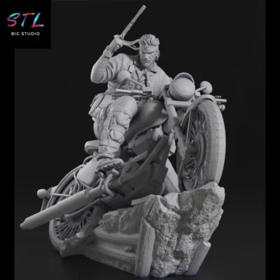 figura metal gear solid stl naked snake en moto impresion 3d