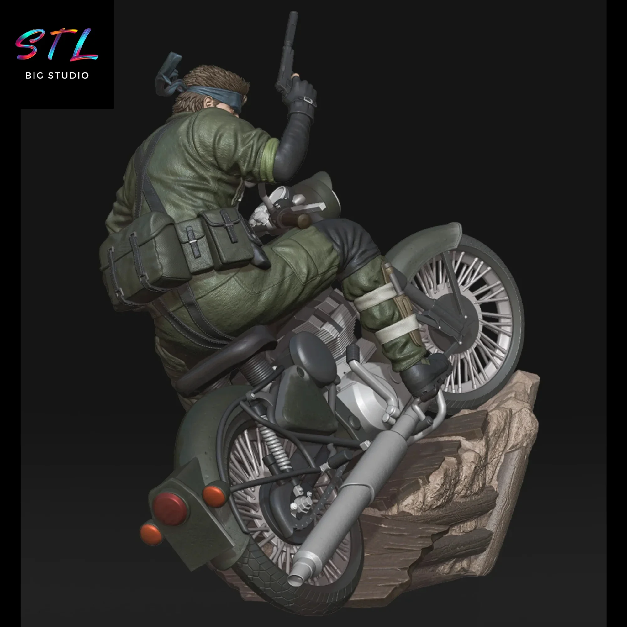 figura naked snake en motocicleta stl metal gear solid impresion 3d figura naked snake en motocicleta stl metal gear solid impresion 3d