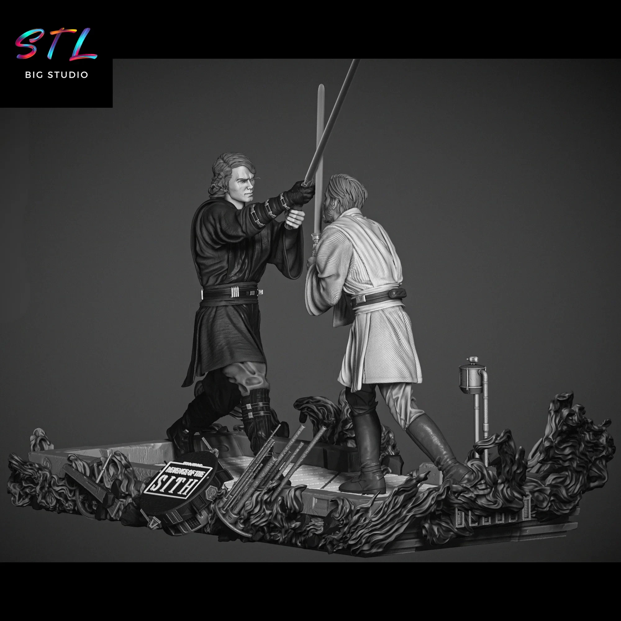 figura obi wan vs anakin skywalker stl imprimir 3d diorama star wars figura obi wan vs anakin skywalker stl imprimir 3d diorama star wars