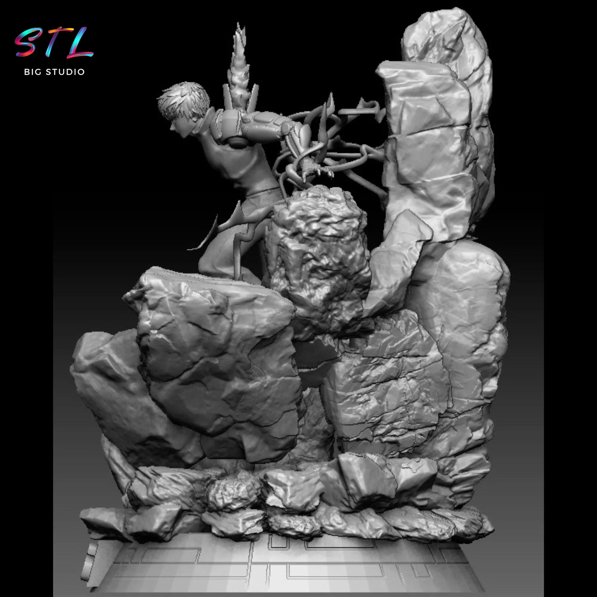 figura one punch man stl genos diorama impresion 3d figura one punch man stl genos diorama impresion 3d