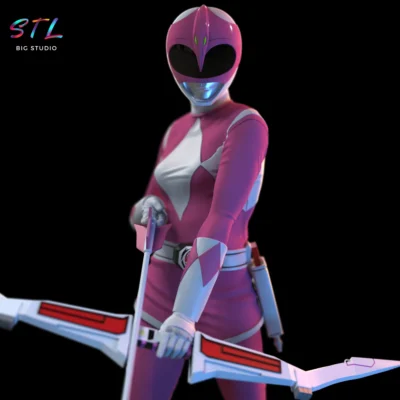 figura power rangers stl ranger rosa impresion 3d