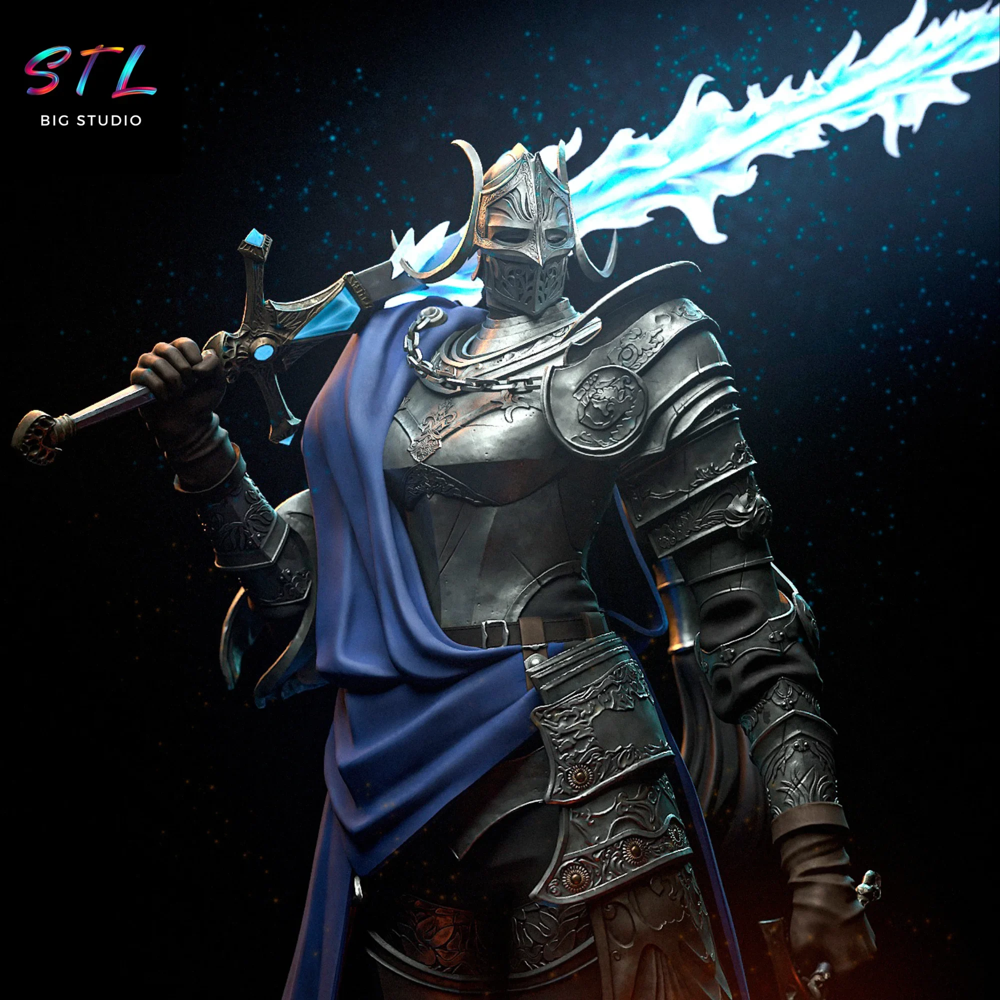 figura rellana stl twin moon knight impresion 3d figura rellana stl twin moon knight impresion 3d