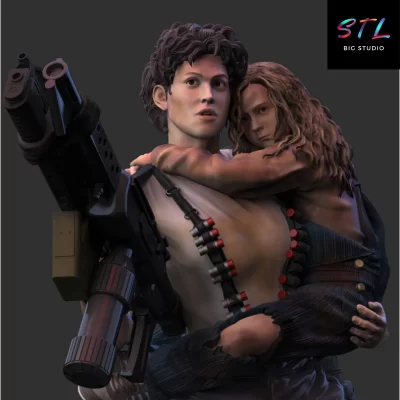 figura ripley y newt stl aliens diorama impresion 3d