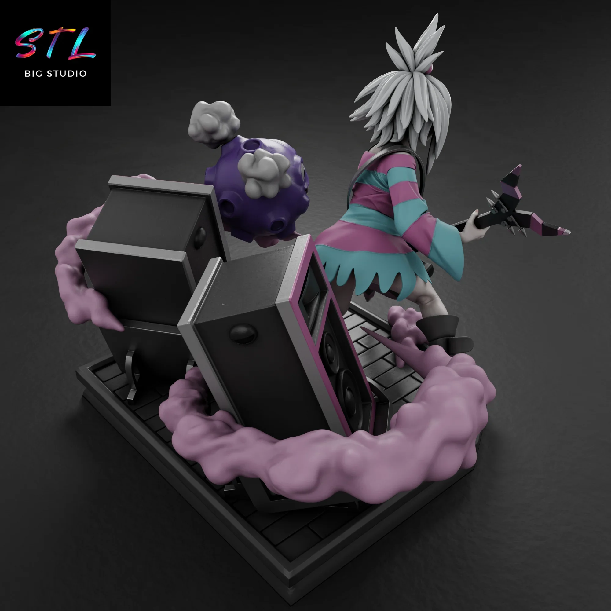 figura roxie y koffing stl impresion 3d diorama pokemon figura roxie y koffing stl impresion 3d diorama pokemon