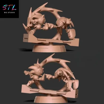 figura sonic vs knuckles stl diorama impresion 3d