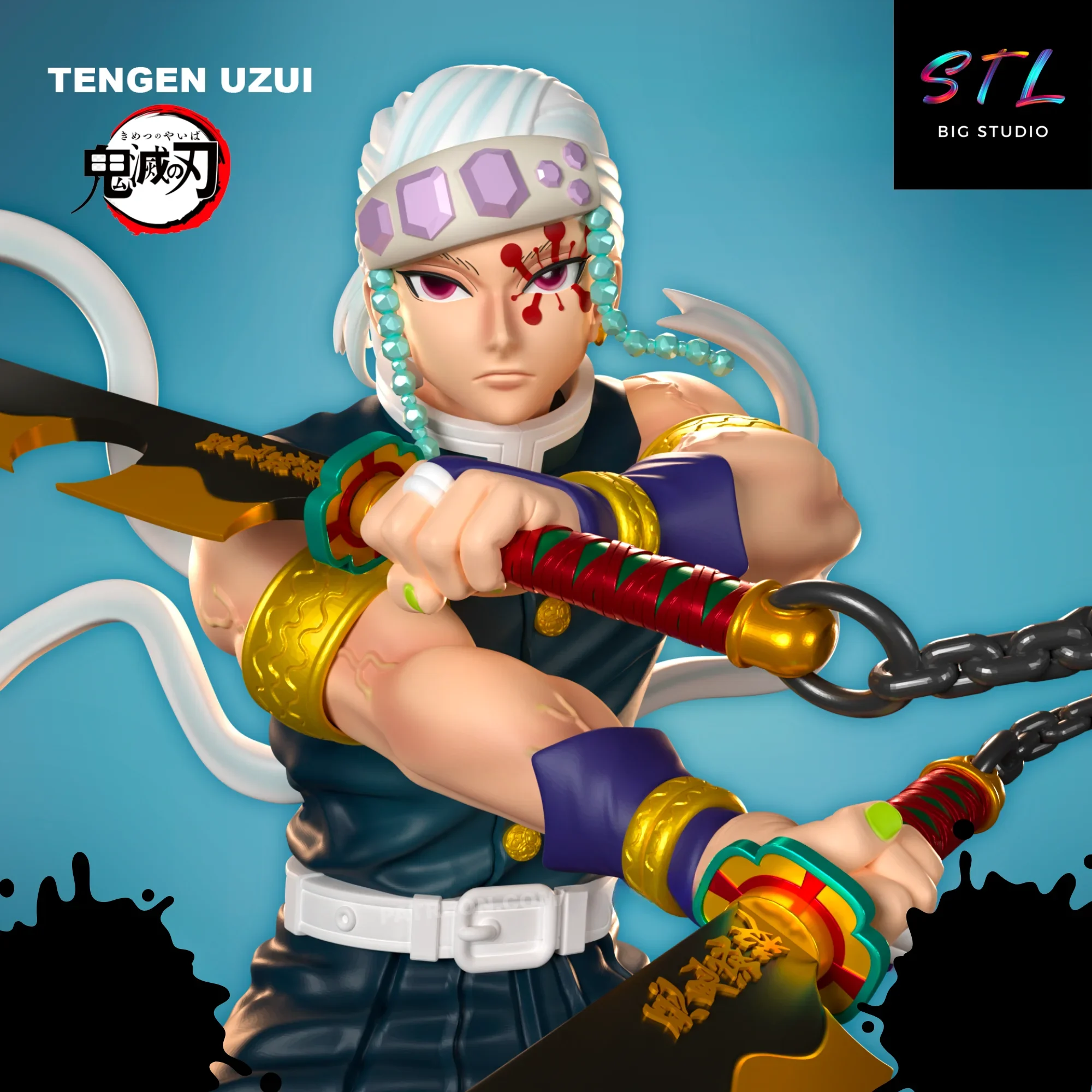 figura tengen uzui stl pilar del sonido demon slayer impresion 3d figura tengen uzui stl pilar del sonido demon slayer impresion 3d