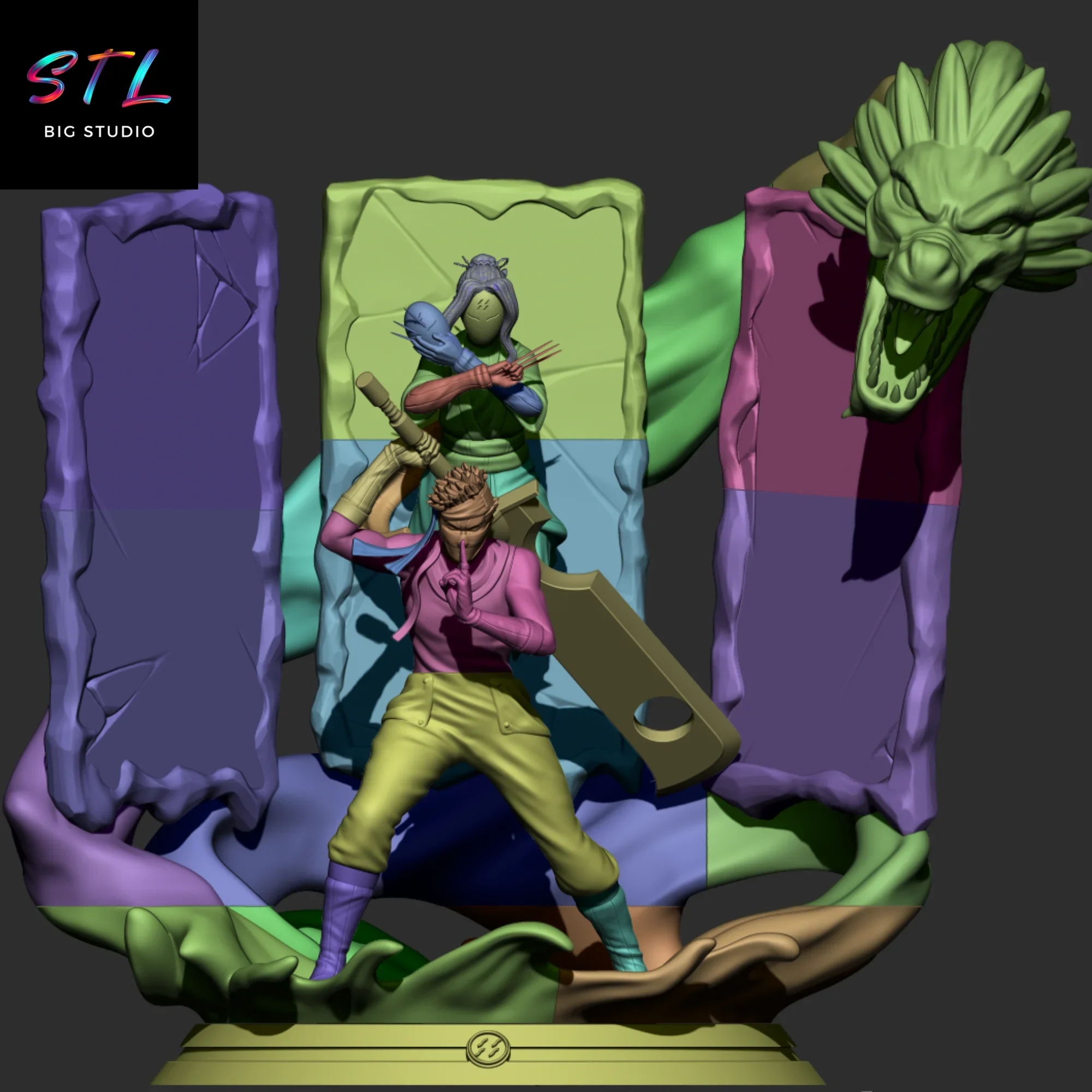 figura zabuza y haku stl impresion 3d diorama naruto figura zabuza y haku stl impresion 3d diorama naruto