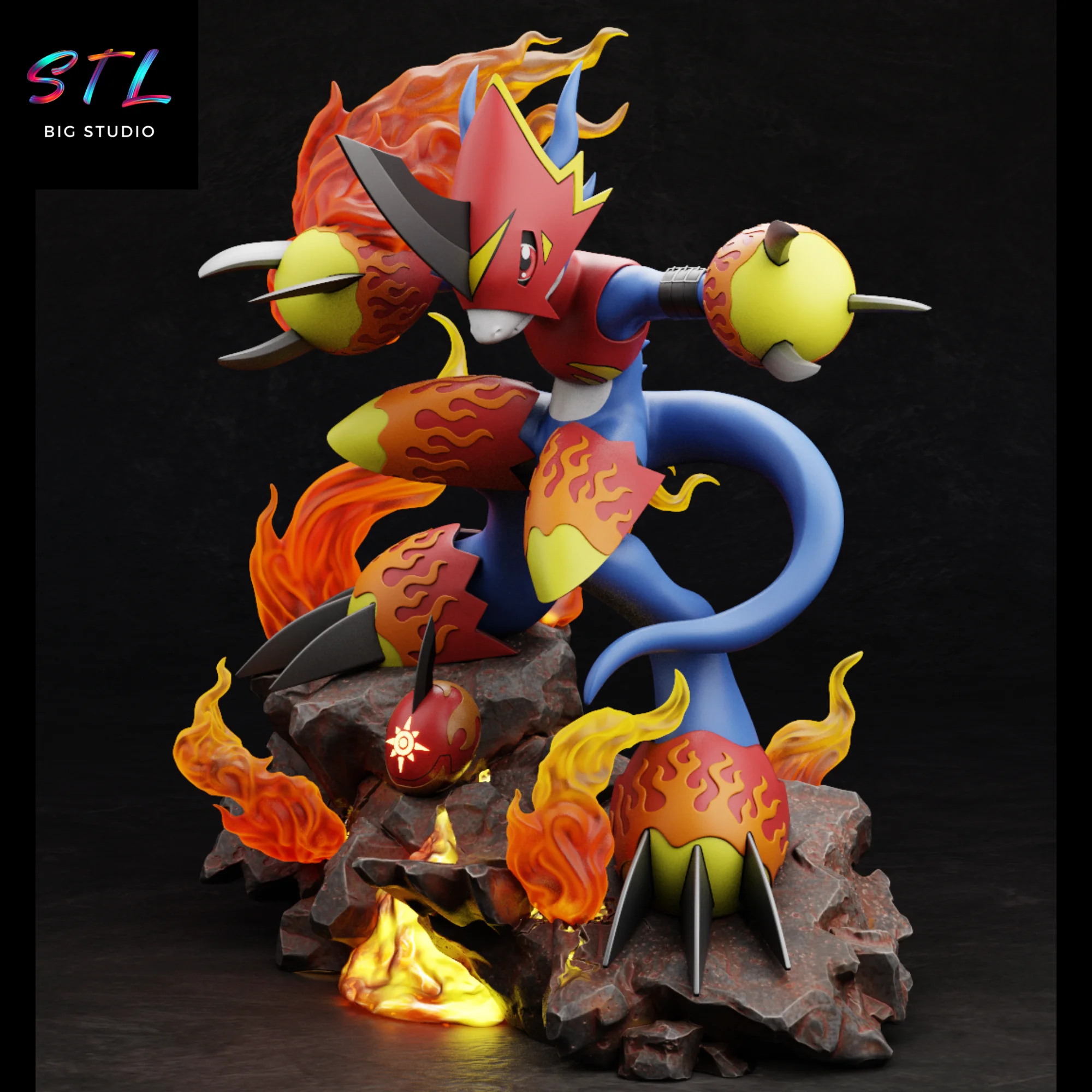 flamedramon stl digimon adventure para impresion 3d
