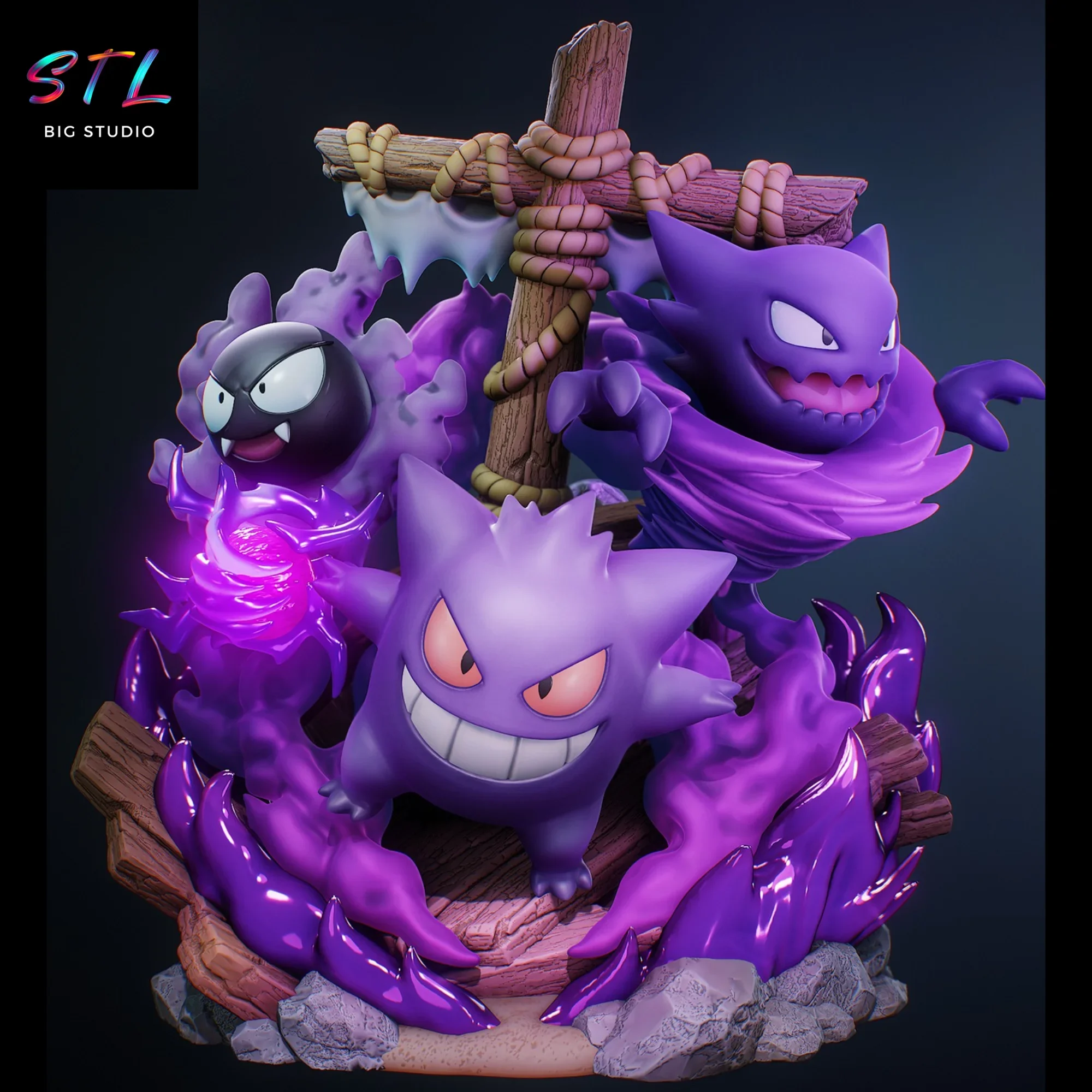 gastly haunter gengar stl pokemon diorama impresion 3d