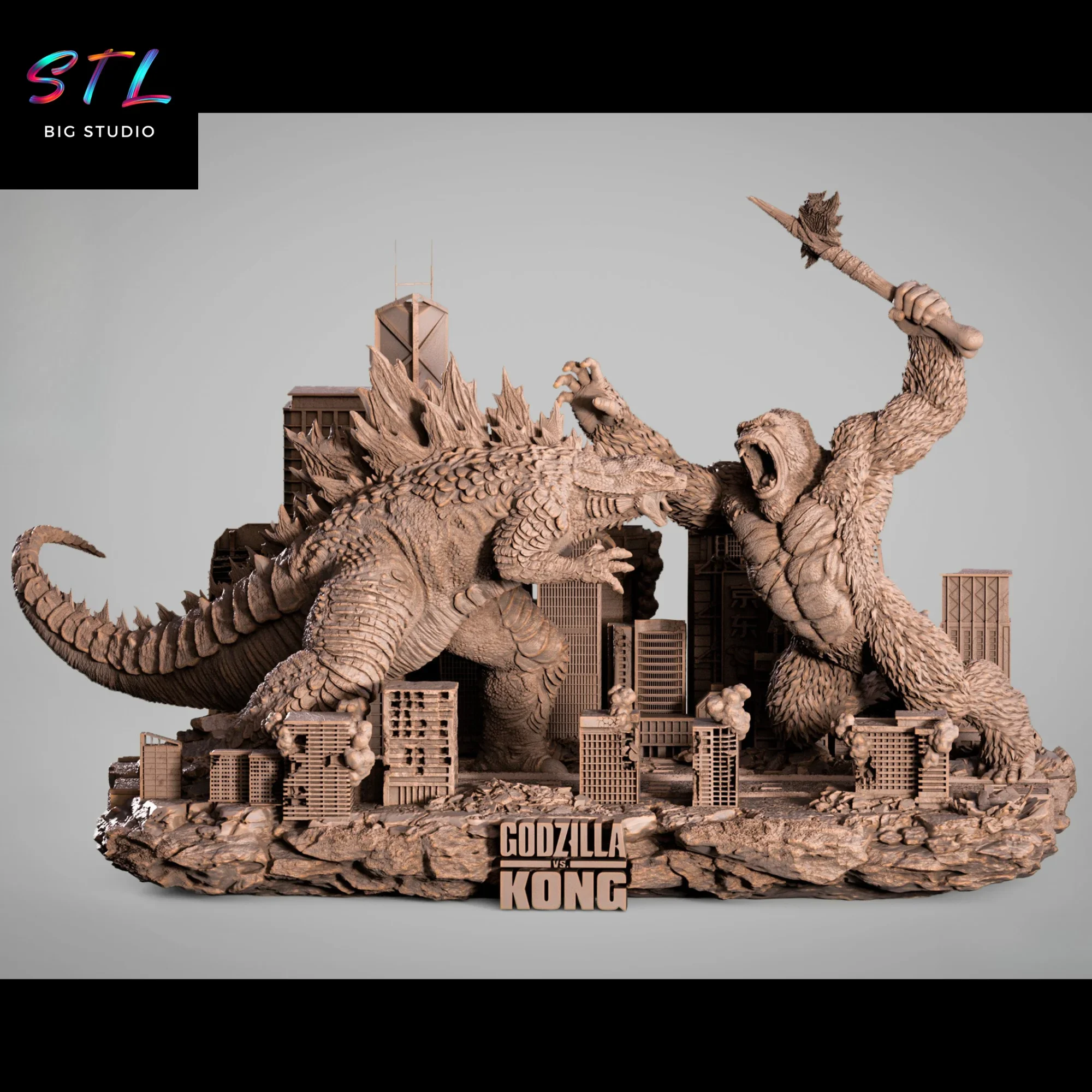 godzilla vs kong stl diorama impresion 3d