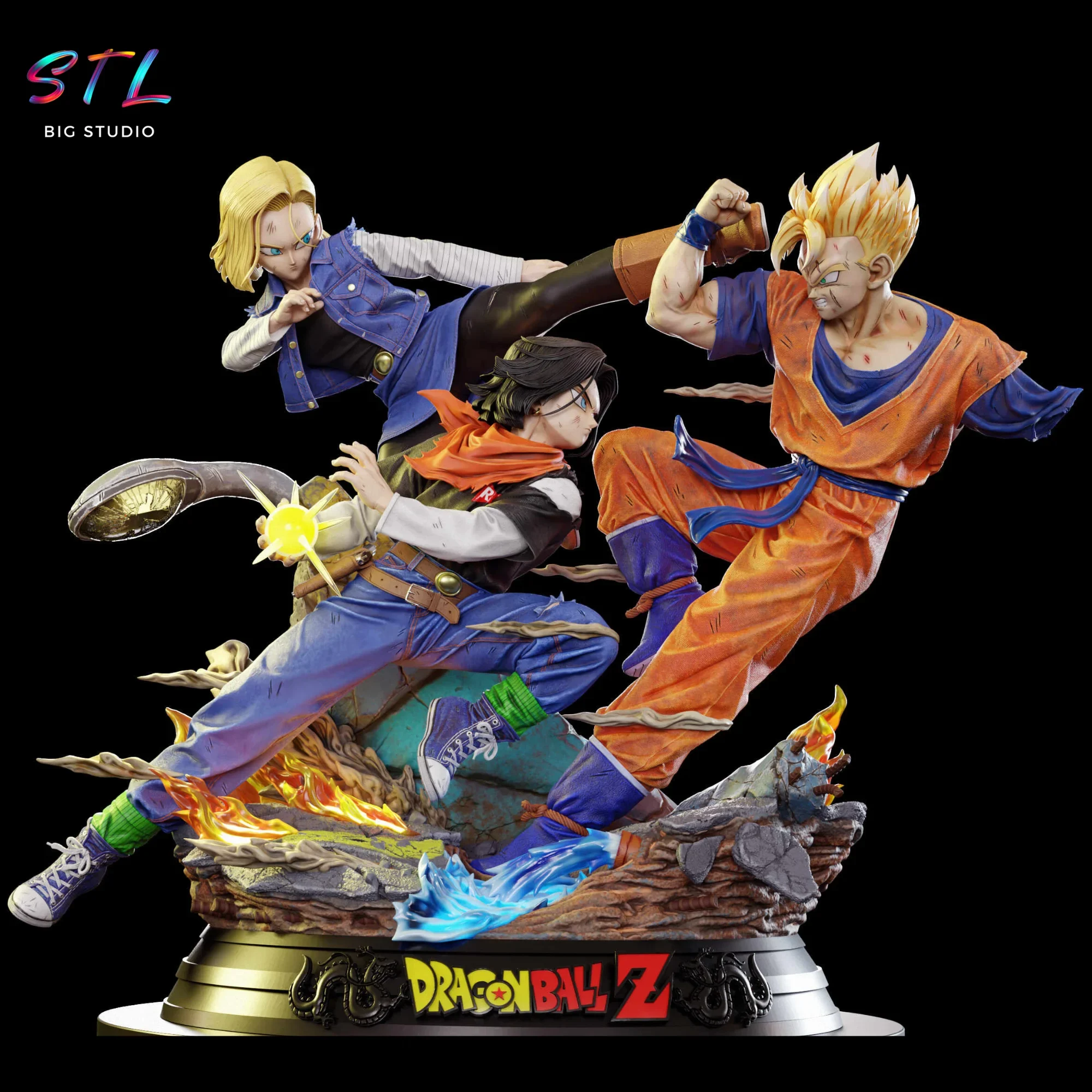 gohan del futuro vs androides stl impresion 3d dragon ball