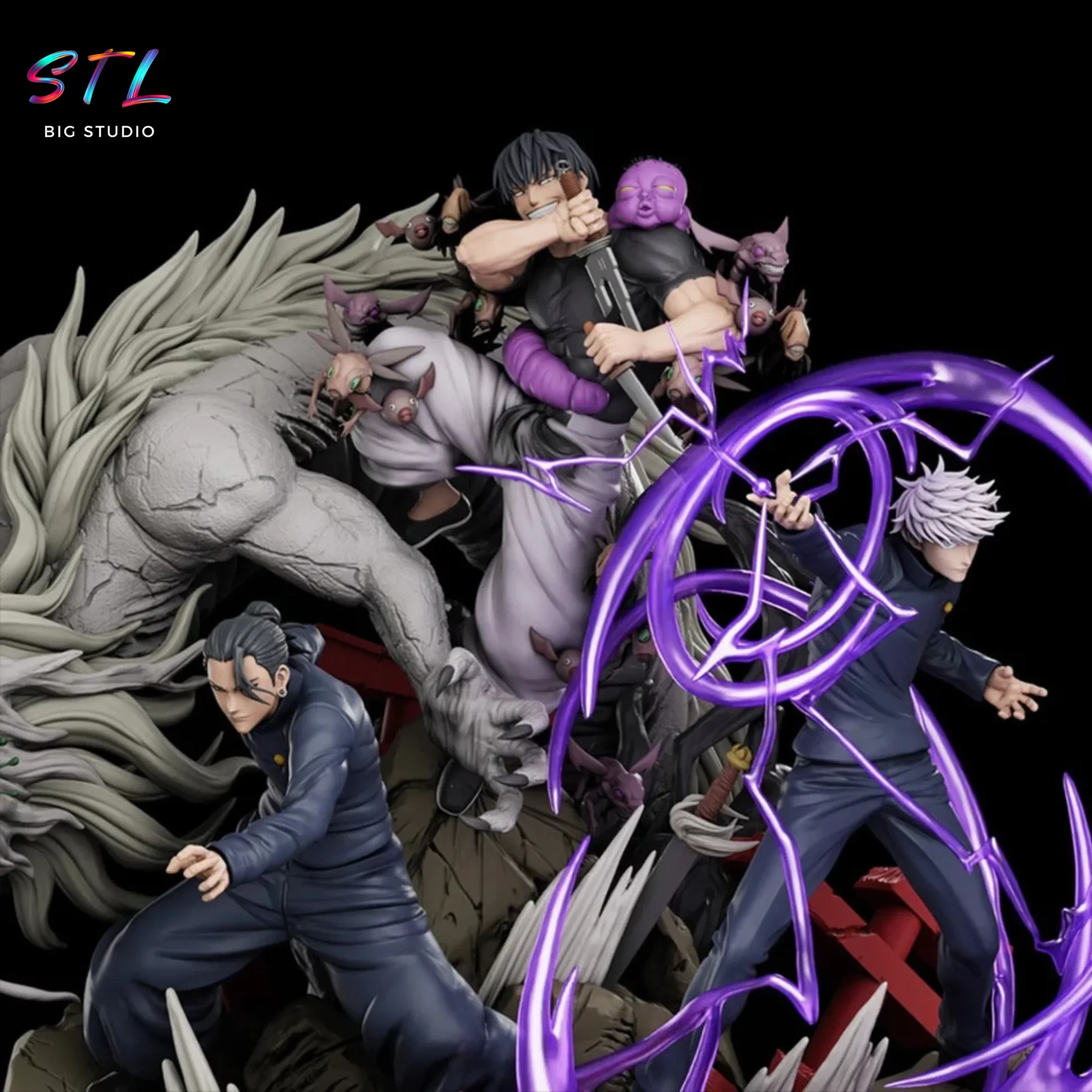 gojo geto toji stl jujutsu kaisen diorama para impresion 3d gojo geto toji stl jujutsu kaisen diorama para impresion 3d