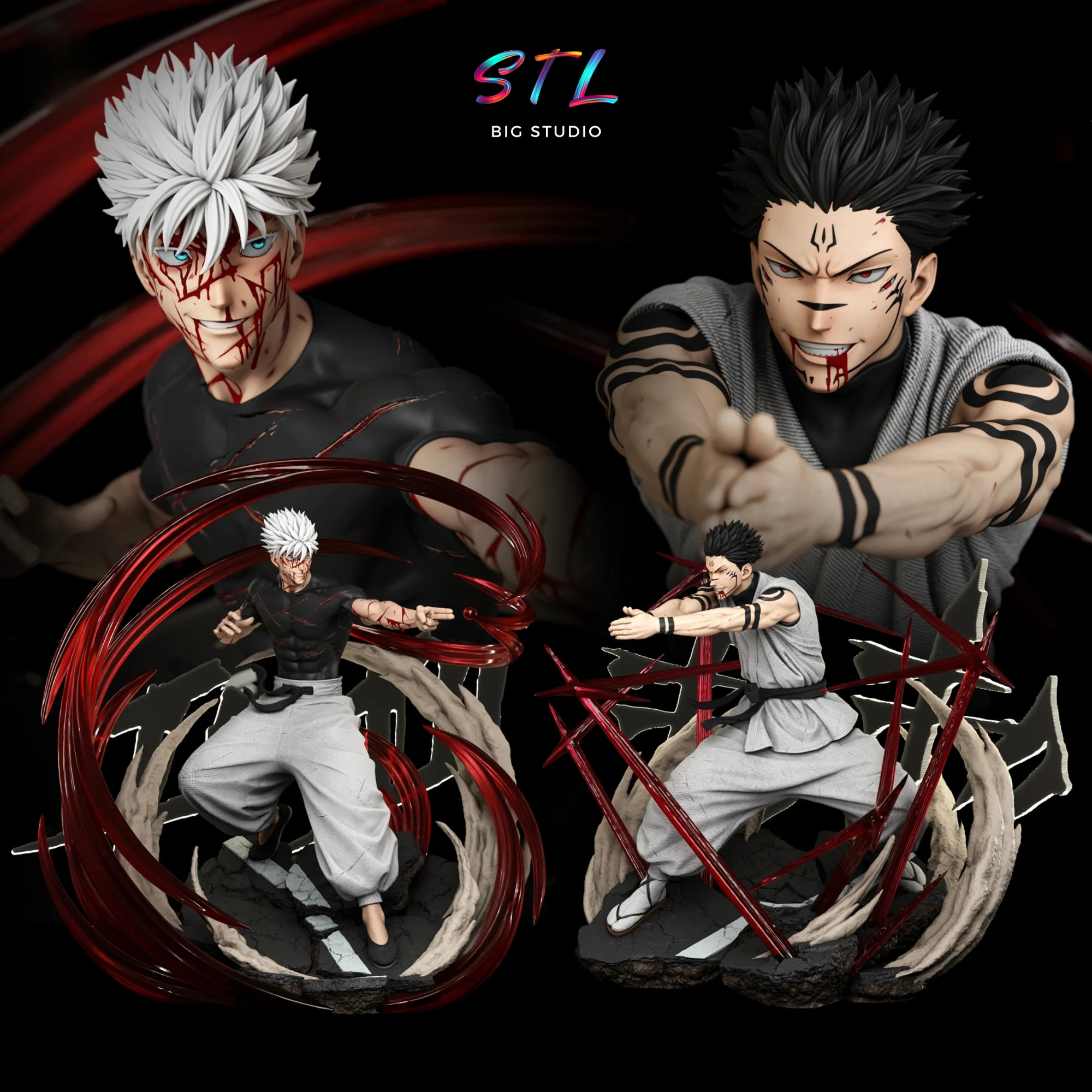 gojo vs sukuna stl jujutsu kaisen impresion 3d