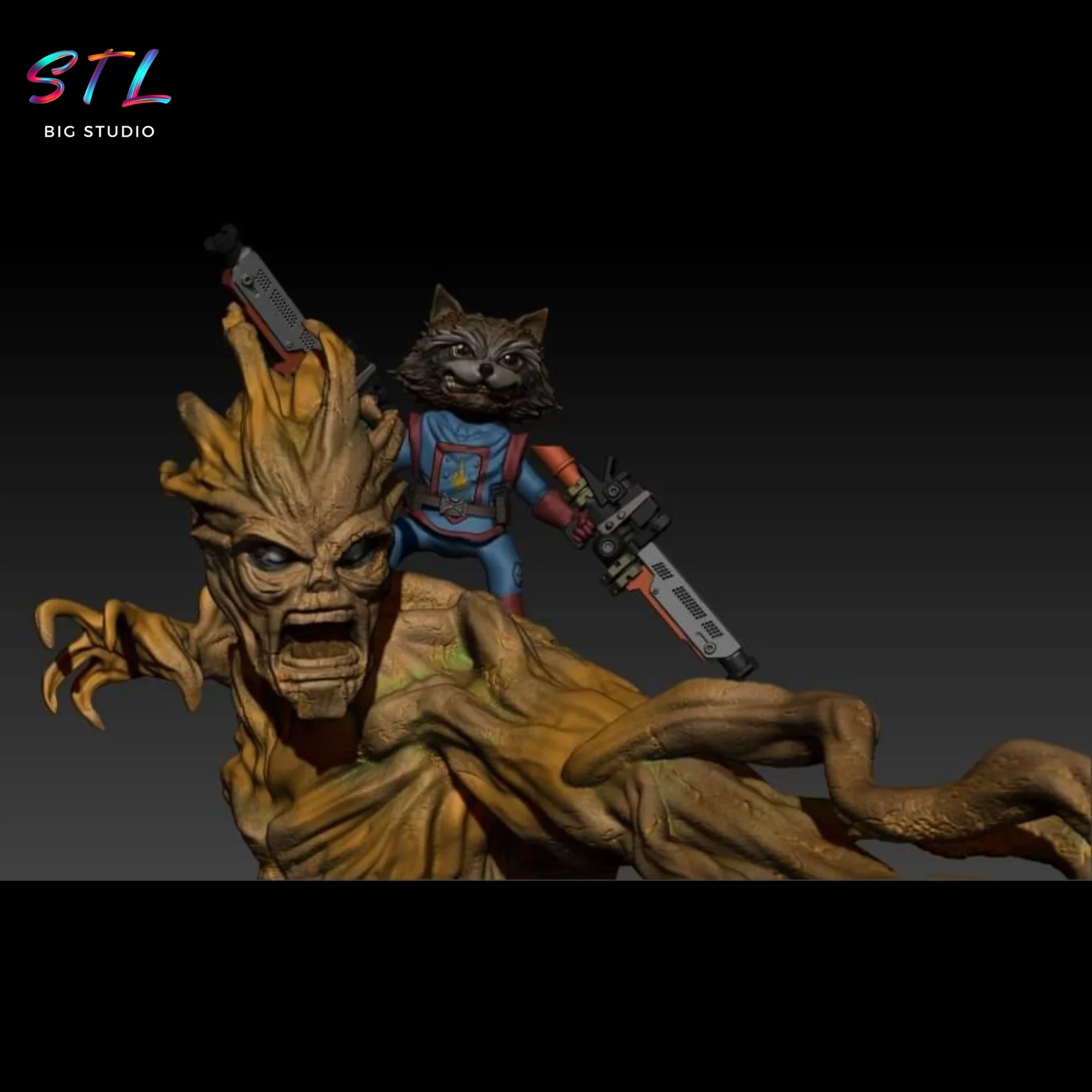 groot y rocket diorama stl marvel 3d groot y rocket diorama stl marvel 3d