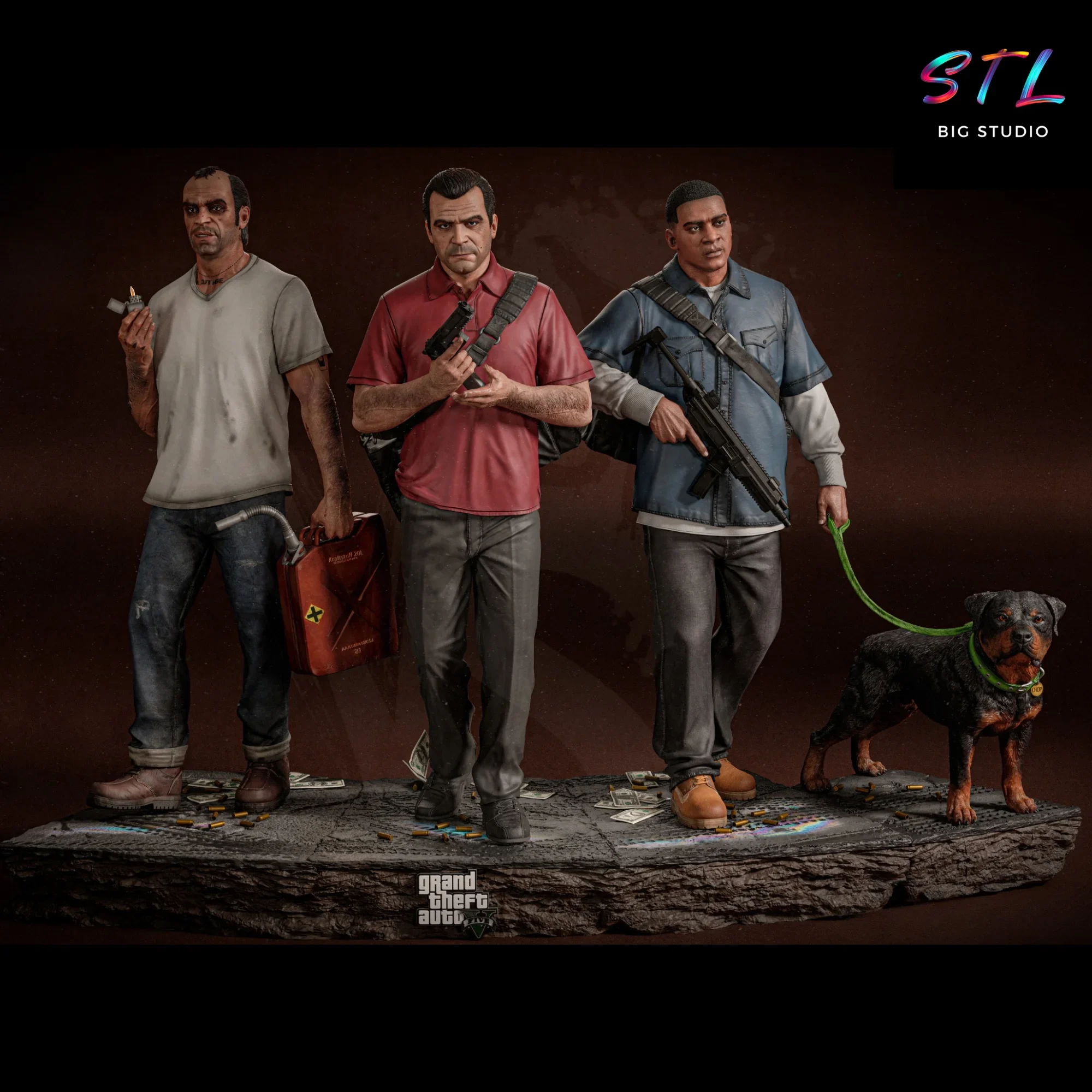 gta 5 stl diorama michael franklin trevor impresion 3d gta 5 stl diorama michael franklin trevor impresion 3d