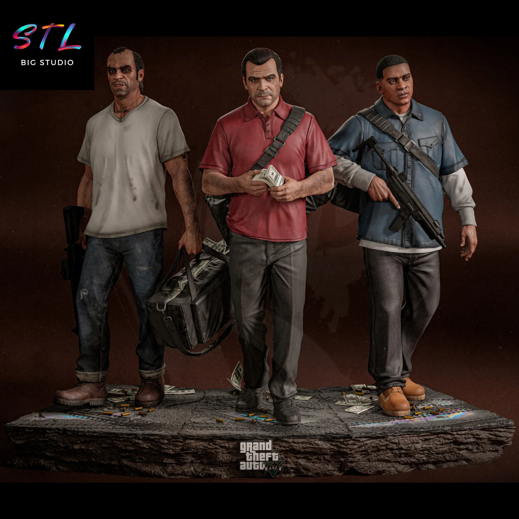 gta V stl impresion 3d michael franklin trevor